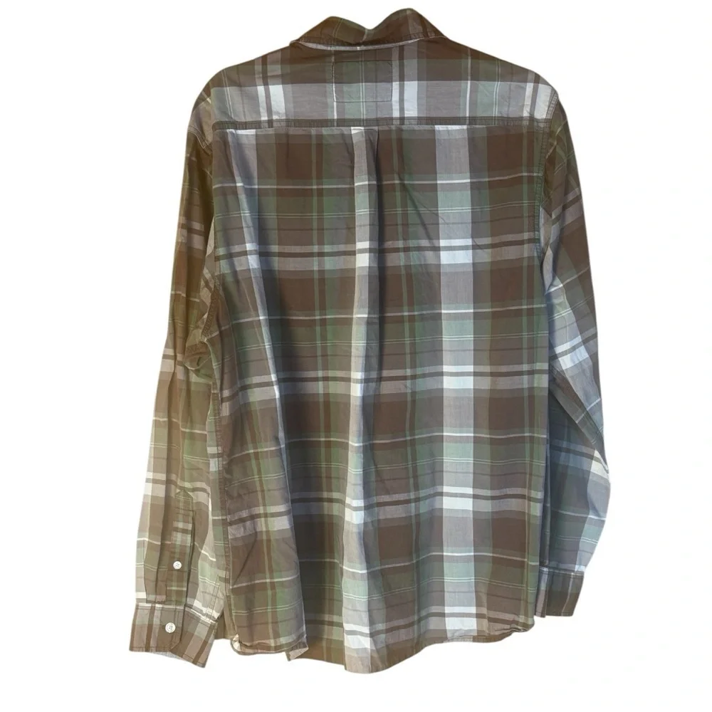 The North Face Plaid Long Sleeve Button Down Green Brown Cotton Shirt Men’s XL